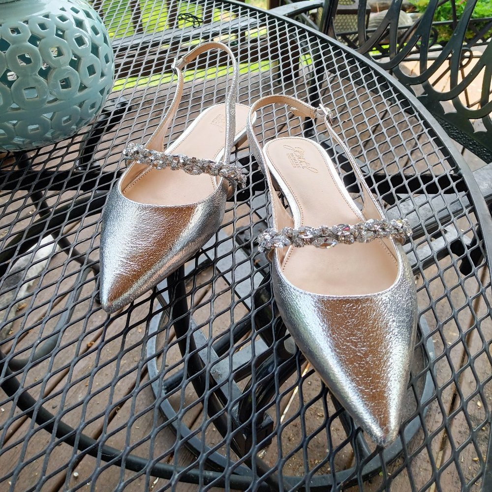 Badgley Mischka Silver flats 9